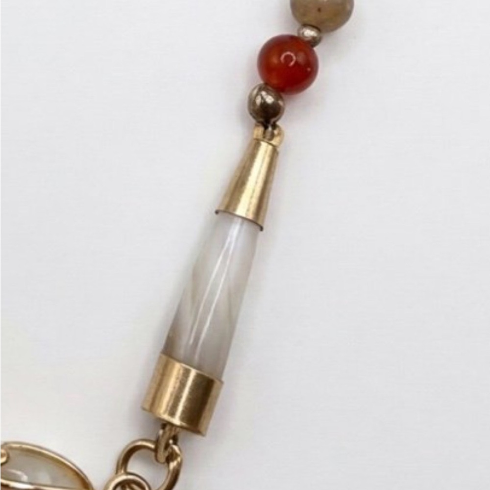 Vintage 70s Handmade Artisan Stone and glass Necklace Shepherd’s Hook Clasp - Picture 9 of 9
